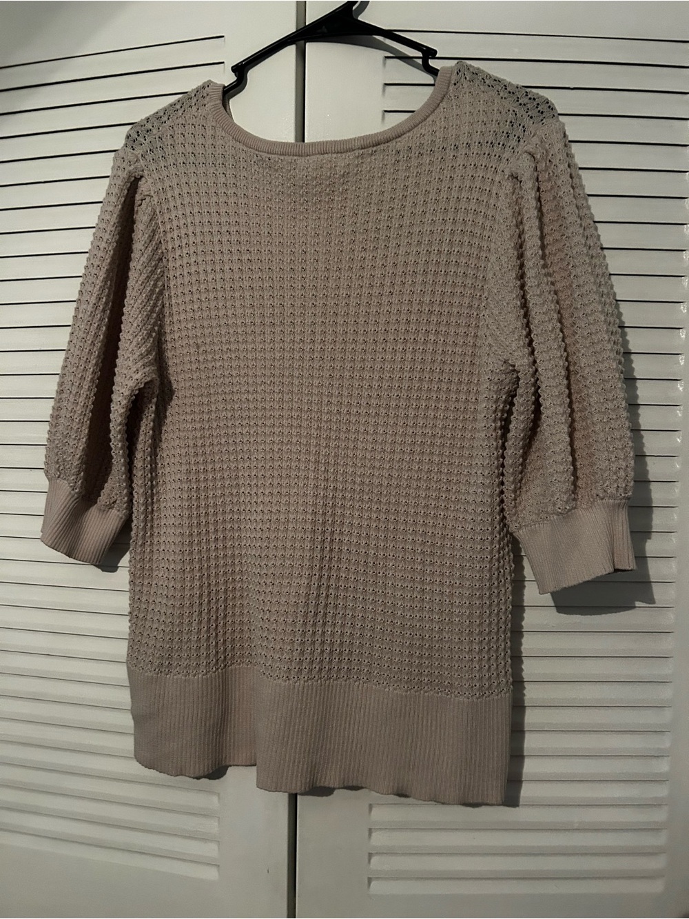 Terra & Sky Neutral Waffle-Knit Scoop Neck Sweater - Light Taupe